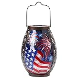 MUMTOP Solar Lantern Outdoor Waterproof, American Flag Solar Lanterns Lights Hanging Yard Decoration for Outdoor Patio Table Garden Outside Yard Backyard Decor