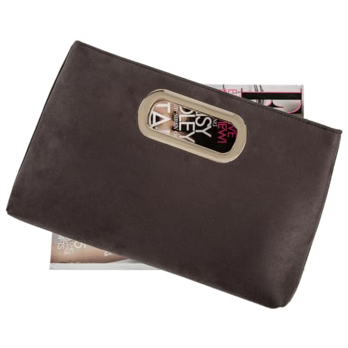 Image of Top Handle Faux Suede Clutch