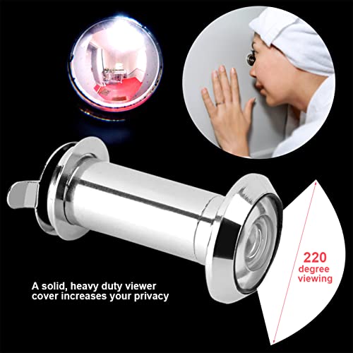 WGFOIP 220 Degree Wide Angle Door Viewer, Polished Chrome Door Spy Hole Peephole with Privacy Cover for Front Door Safety - Image 3