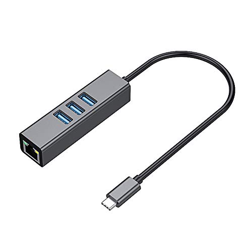 Auvoda USB-C Hub Ethernet Adapter with USB 3.0 Adapter, Type C Ethernet 3-Port USB Hub Gigabit Ethernet for MacBook Pro, USB C HUB Network RJ45 1000Mbps USB Extender