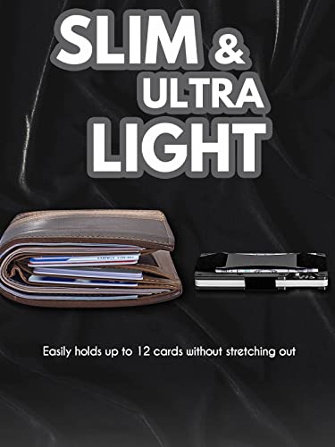 Minimalist Slim Metal Wallet For Men - Rfid Blocking Aluminum Metal Credit Card Holder Wallet - Small Stealth Mens Wallets With Cash Strap For 15 Cards And Cash - Gifts For Men Card Wallet - Black #TOP2