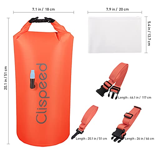 CLISPEED Swim Buoy Marine Dry Bag 18L Inflatable Waterproof Dry Bag Swimming Buoy for Open Water Swimmers (Orange)