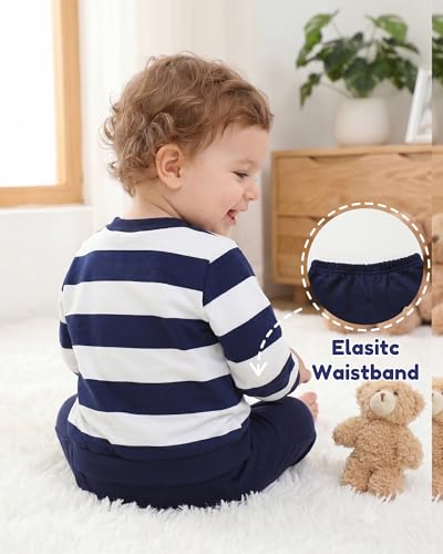 Image of NZRVAWS Toddler Baby Boy Clothes Infant Fall Winter Outfit Long Sleeve Pant Top Set 2Pcs Sweatshirt 0 Month-3 Years