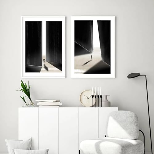 Affiche abstraite minimaliste boho de 40x60cm en noir et blanc pour salon - 3