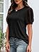 ATHMILE Womens Summer Tops Pleated Crew Neck T Shirts Swiss Dot Puff Sleeve Loose Casual Blouses Trendy Date Outfits Black