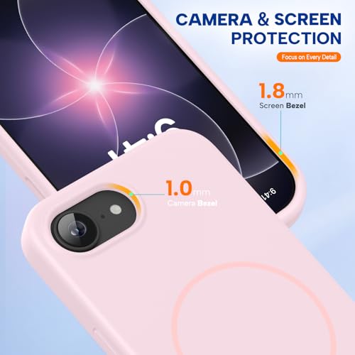 Image of Miracase Magnetic for iPhone 17e Case & iPhone 16e Case, [Soft Anti-Scratch Microfiber Lining], Compatible with MagSafe, Silicone Shockproof Protection Phone Case for iPhone 17e /16e, Sand Pink