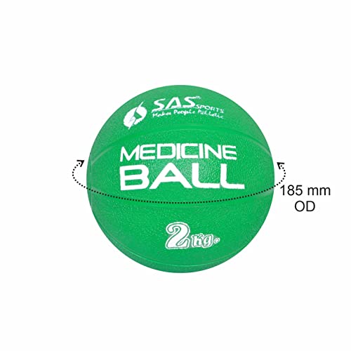 SAS SPORTS Store SAS SPORTS 2 kg Green Rubber Medicine Ball - Image 3