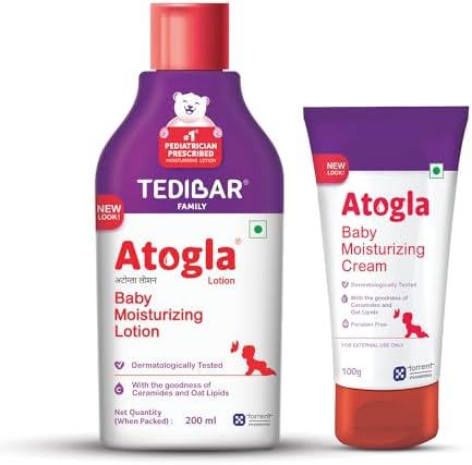 Atogla Baby Cream 100g (Pack of 2) from Tedibar Family | Advanced Gentle Moisturising Cream for Baby - By Torrent Pharma