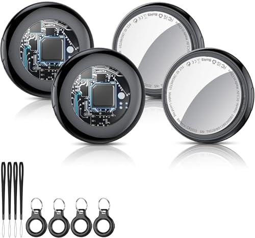 （12:30時点） Tukio エアタグ 紛失防止タグ airtags (黒の4個セット)【2026最新 MFI認証品Apple Find My対応 タグ 安定保証＆全球IOS測位＆バッテリー内蔵】gps 小型バレない 忘れ物防止 タグ 超軽量エアタグ 盗難防止スマートトラッカー iOS専用エアータグ 超長持ち 子供/高齢者/ペット見守り 鍵/車両追跡 キーホルダー付きソフトシリコンカバー＆ナイロンストラップ付き