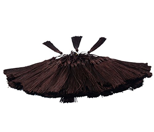 Image of 100pcs 13cm /5 Inch Silky Floss Bookmark Tassels with 2-Inch Cord Loop and Small Chinese Knot for Jewelry Making, Souvenir, Bookmarks, DIY Craft Accessory (Dark Chocolate)