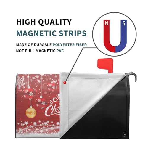 Image of Merry Christmas Mailbox Covers Magnetic Standard Size 18 inch X 21 inch Winter Snowflake Pine Mailbox Wraps Holiday Xmas Letter Post Box Cover for Home Garden Outdoor Yard
