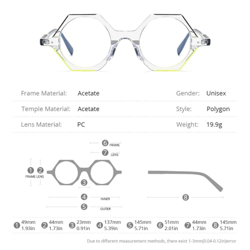 Lunettes polygone vintage MUTYNE : exprimez votre style unique en acétate de poudre