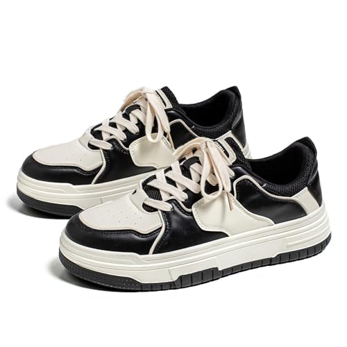 Exusiai Mens Fashion Streetwear Shoes Casual Non Slip Lace-Up Walking Chunky Sneakers Outdoor White Comfortable Breathable Dad Shoes