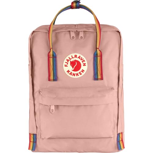 Image of Fjallraven Kanken Rainbow Backpack - Durable Vinylon Fabric, Classic Rainbow Design - School, Travel, Chalk Rose-Rainbow, One Size