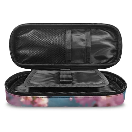 Image of Cute Otter Pen Case Pouch for Kids Girls Cherry Blossom Pencil Pouch with Zipper Closure Pen Cases for School Class Supplies Holder Box