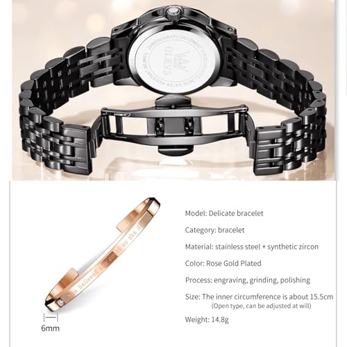Image of OLEVS Women's Analog Watch Quartz Rose Gold Stainless Steel Strap Fashion Luxury Business Circular Calendar