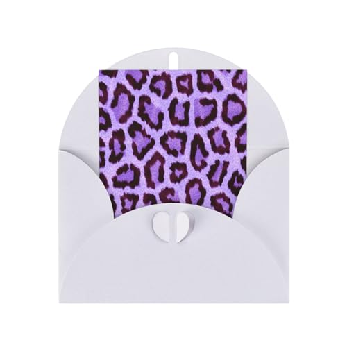 ライラック色 ヒョウ柄 誕生日グリーティングカード 封筒付きクリスマスバースデーカード パーティー招待状クリスマスカード White