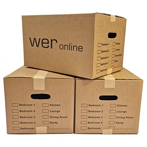 STRONG LARGE Cardboard House Moving Boxes - Removal Packing Bundle Brown Tape with Bubble wrap (20 Boxes) Cover