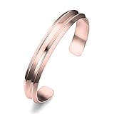 WUSUANED Stainless Steel V Grooved Cuff Bracelet Bangle for Women Girls (V groove rose gold)