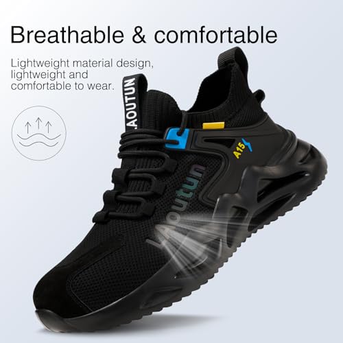 LAoutun Steel Toe Shoes for Men and Women Comfortable Lightweight Work Safety Shoes Puncture Proof Slip Resistant Indestructible Sneakers Construction Work Utility Sneakers4