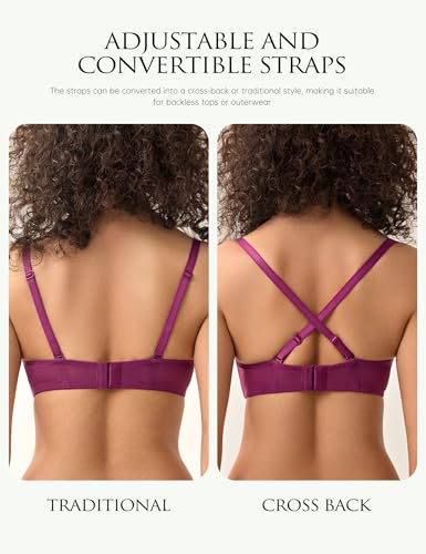 Image of Wingslove Women's Sexy Lace Bra Demi Sheer Mesh Balconette See Through Bralette Unlined Underwire Embroidered