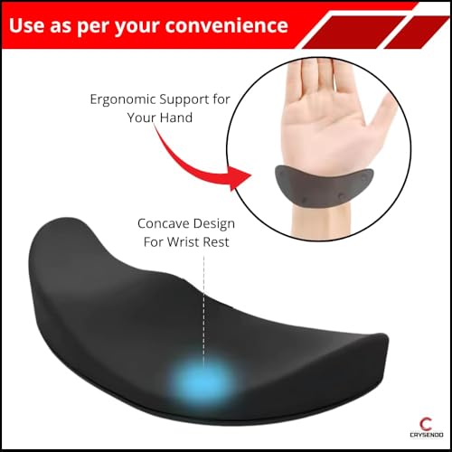 Image of Crysendo Ergonomic Right Hand Wrist Pad For Mouse & Keyboard| Skin-Friendly Smooth Movement Palm Support For Home /Office /Gaming| RSI & Carpal Tunnel Syndrome Wrist Pain Relieving Mouse Hand Rest-Black