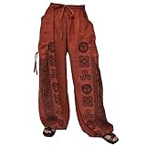 Siamrose Casual Yoga Harem Pants Men Women Lounge Pants 2 Pockets Adjustable Length Red