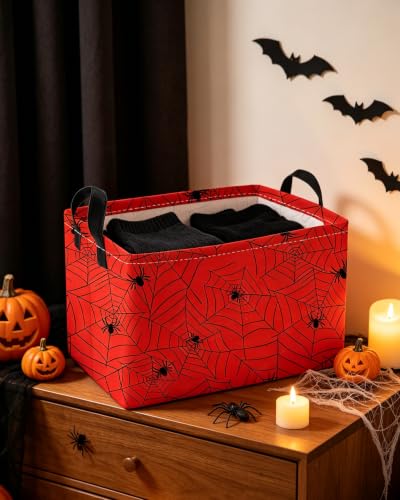 Image of Essme Rectangular Spider Basket,Kids Storage Bins Organizer with Handles for Farm Room Decor, Gift Basket,Shelf Basket.(Red Spider)