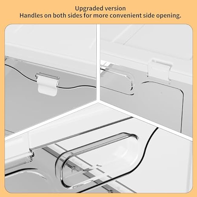 3-Pack 24 QT Clear Stackable Storage Bins with Lids & Magnetic Doors - Open Front Plastic Closet Organizers, Multifunctional Folding Storage for Bedrooms, Living Rooms, Study, and Kids' Toys