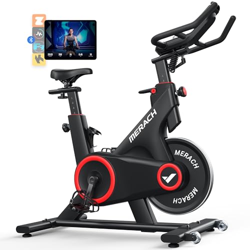 MERACH Auto Resistance Exercise Bike, Bluetooth &...