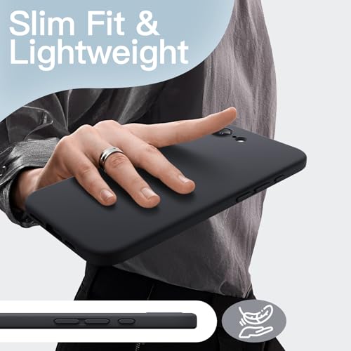 Image of JETech Liquid Silicone Cover Case for iPhone 17e (2026) / iPhone 16e, Silky Soft Touch Full-Body Protective Phone Case, Anti-Scratch Shockproof Cover with Microfiber Lining (Black)