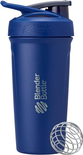 Image of BlenderBottle Sport Shaker Cup Insulated Stainless Steel Water Bottle with Wire Whisk, 24-Ounce, Full Color Blue