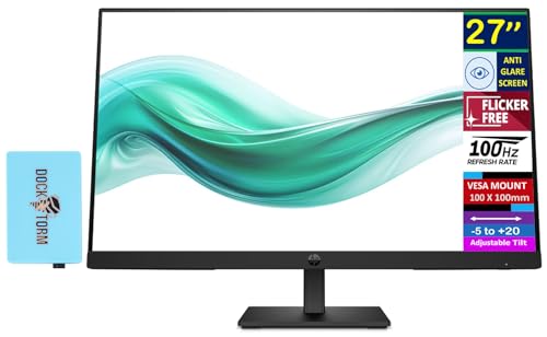 Image of HP Series 3 Pro 327pf 27 inch FHD IPS Monitor w /5ms Response Time (B0CG3UT#ABA) | Anti Glare, Flicker Free, VESA Mount (100mm), Displayport, HDMI & Dockztorm USB Port Expander, Black Color