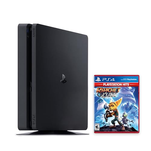 PlayStation 4 Slim 500GB Console (No Controller) with Ratchet &amp; Clank PS4 Game Disc - PS4 Gaming System (Renewed)