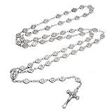 CFJsdrRY Collar vintage del Rosario de San Benito, cruz, colgante, collar, oración, joyería de iglesia, accesorios