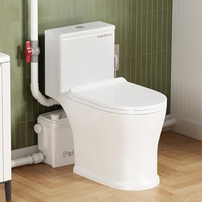 900W Upflush Toilet with Macerator Pump Kit, One Piece Full Skirted Macerating Toilet with 4 Water Inlets & 2 Outlets Pump for Shower/Washer/Sink, Super Quiet Operation, 39.3FT Basement Head Lift