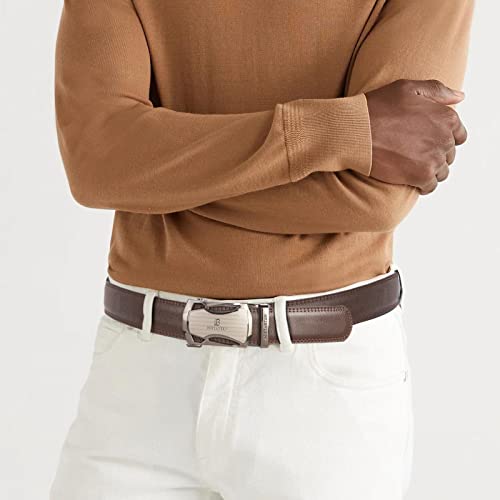 Image of BOSTANTEN Ratchet Belts for Men Leather Trim to Fit 1 3 /8 inch Gift Boxed