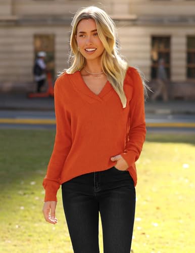 Image of Zeagoo Womens Sweaters Fall Fashion 2025 Long Sleeve Tops V Neck Business Casual Collared Knit Tunic Pullover Outfits