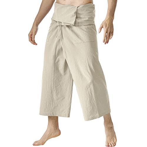 Pantalon fluide homme coton léger coupe droite tendance automne été vêtement casual