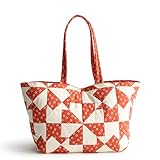 Vera Bradley Premium Cotton Small Hathaway Tote, Poppy Patchwork