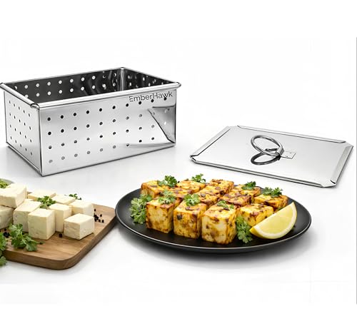 Image of Paneer Maker Steel Mould Press - 12.5 x 10.5 x 6.4cm | Large | 650 ML | Stainless Steel Press for Healthy Homemade Paneer, Tofu & Cheese | Rust-Free, Durable & Easy to Clean