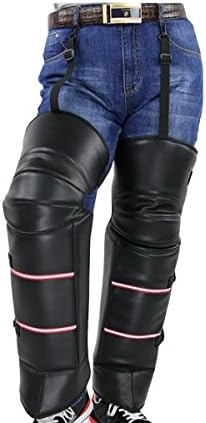 Mecoco Unisex Black Leather Warm Knee Pad Leg Warmer Protector Motorcycle Knee Protector Protective Half Chaps Leggings Covers Adjustable Strap Windproof for Winter Wind Snow Bike Motorcycle Rider