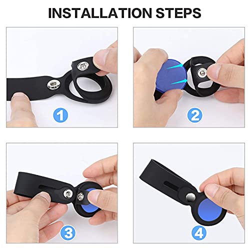 Image of FOSO() Silicone Loop Case for Apple Airtag - Key Finder Secure Holder with Buckle Protector Skin Cover with Long Strap for Apple Bluetooth Item Tracker Soft Keychain Locator Luggage Tag (Red)