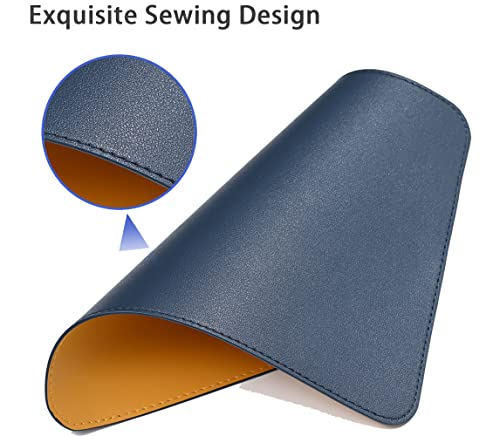 Image of Aropana Mouse Pad, Reversible Dual Color Vegan Leather MouseMat for Wireless and Wired Mouse Anti Fray with Stitched-Edges for Office and Home (25cm x 21cm - Blue /Yellow)