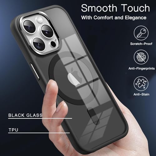 Image of KARWAN?Translucent Hybrid Case with Metal Ring Phone case Cover for iPhone 14 Pro |Compatible with N52 Strong Magnets Mag| Wireless Mag-Safe Charging -(Black)