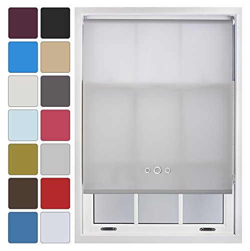 FURNISHED Custom Made to Measure Roller Blinds Cut to Size Daylight Blind for Windows & Doors with Triple Eyelets Grey 240W x 165L cm