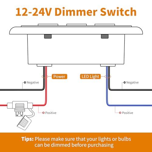 Image of RVZONE Black 12‑24V PWM RV Dimmer Switch for LED Halogen Boat Camper Lights