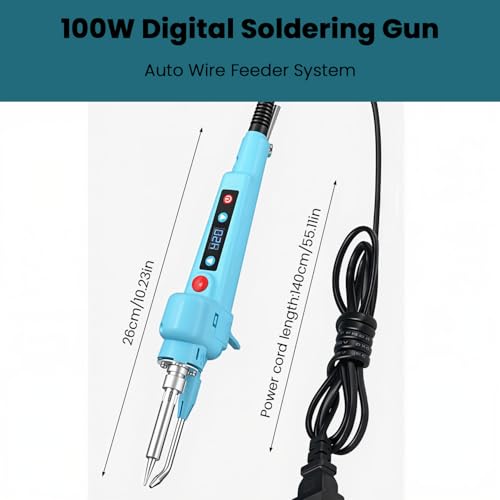 Image of Serplex 100W Digital Soldering Gun with Auto Wire Feeder, LCD Temperature Control 200-650C, Fast Heating Electric Soldering Iron Pen for Electronics Repair (EU Plug)