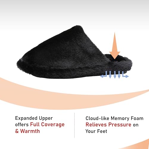 Image of Crazy Lady Women's Fuzzy House Memory Foam Slippers Fluffy Furry Fur Slippers Scuff Outdoor Indoor Warm Cozy Plush Bedroom Shoes Soft Flat Comfy Anti-Slip(Black36)
