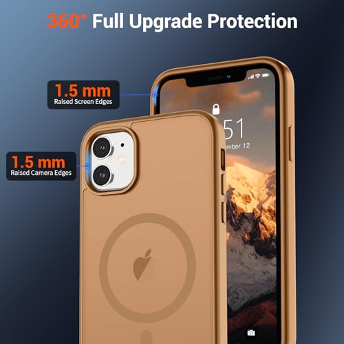 Image of SUPFINE Magnetic for iPhone 12 Mini Case & iPhone 13 Mini Case (Compatible with MagSafe) (Military Grade Drop Protection) Slim Translucent Matte Shockproof Phone Cover,Brown